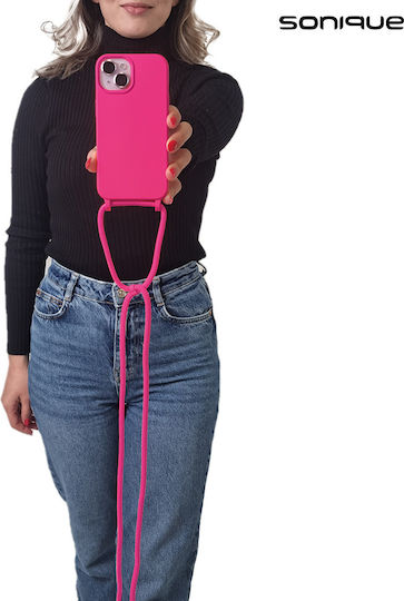 Sonique Galaxy Back Cover Silicone 0.5mm with Strap Fuchsia (Samsung Galaxy A35 5G)