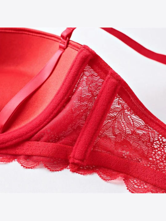 Chicret Essentials Spitzen Unterwäsche-Set für Damen BH mit Schlupf Rot