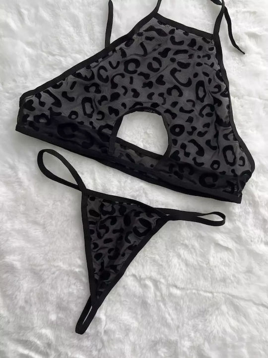 Fantasy Lingerie Комплект Дамско Бельо Сутиени с Прашка Black