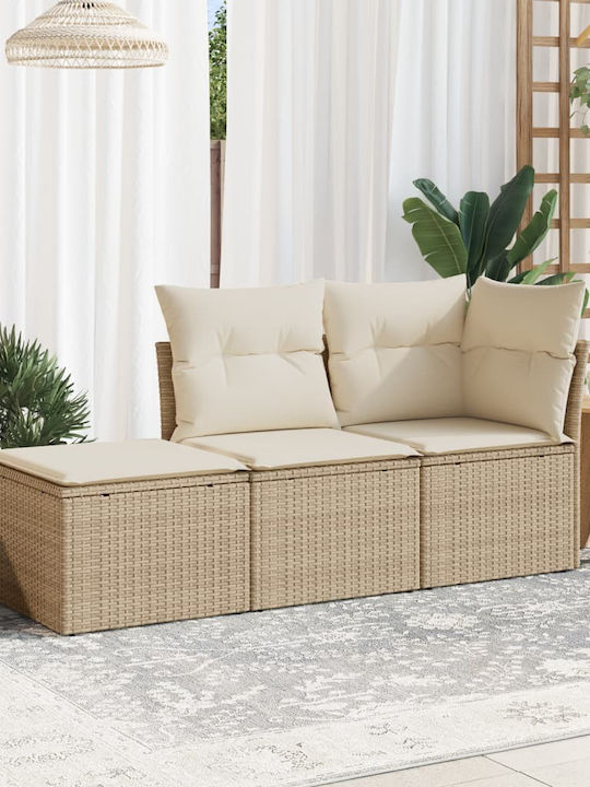 vidaXL Tree-Seater Outdoor Sofa Rattan with Cushions 55x55x69cm