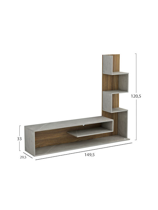 Wohnzimmer TV-Einheit Edelie Grey Stone Texture-natural L149.5xB29.5xH120cm