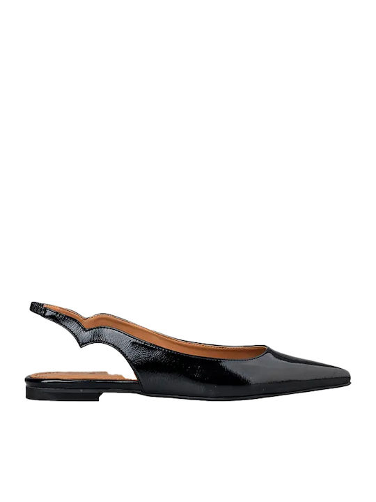 Pantofi Balerini Pentru Femei Slingback Din Lac Negri