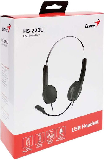 Genius HS-220U On Ear Căști Multimedia cu microfon și conexiune USB-A / USB-C