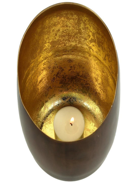 ArteLibre Candle Holder Metal in Gold Color 11x11x14cm 1pcs