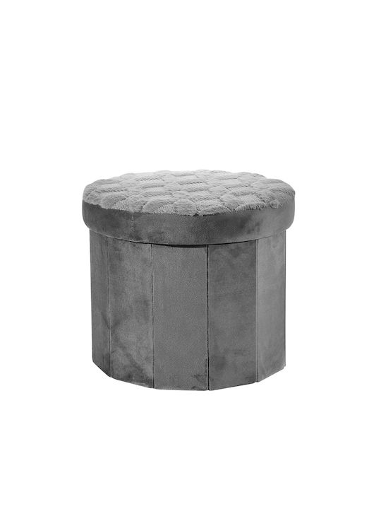 Stool For Living Room With Storage Space Upholstered with Velvet Gray 38x38x32cm