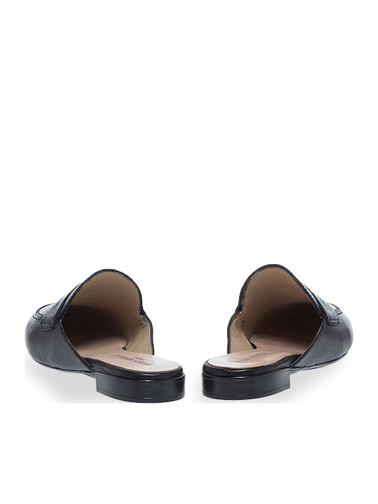 Flat Δερμάτινα Mules σε Μαύρο Χρώμα