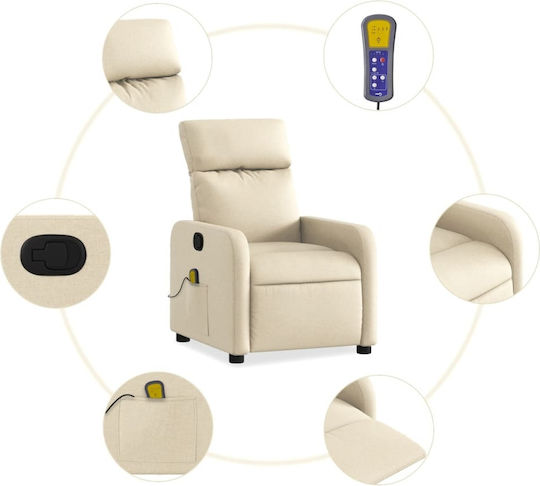 Relax Armchair Massage with Footstool Beige 66x89.5x95.5cm