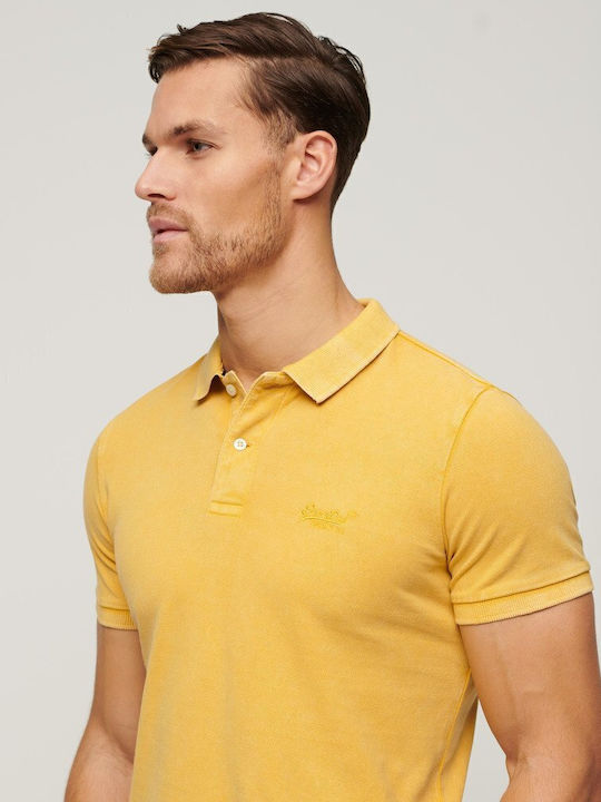 Superdry Destroy Polo Short Sleeve T-shirt Yellow