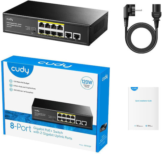 Cudy GS1010P Unmanaged L2 PoE+ Switch με 8 Θύρες Ethernet