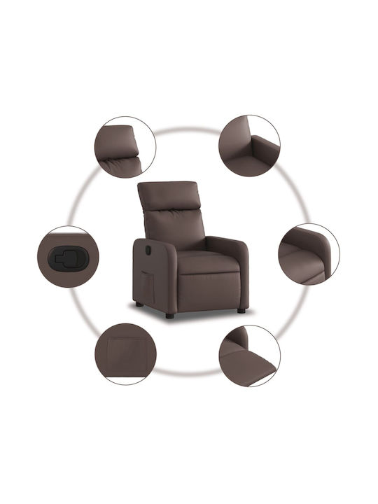 Relaxsessel mit Fußhocker aus Kunstleder Braun 66x89.5x95.5cm