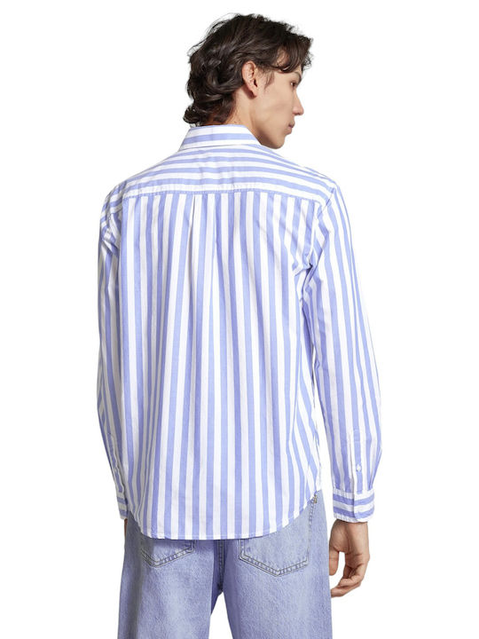 Tom Tailor Men's Shirt Long Sleeve Striped Blue