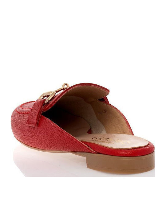 Flat Δερμάτινα Mules σε Κόκκινο Χρώμα