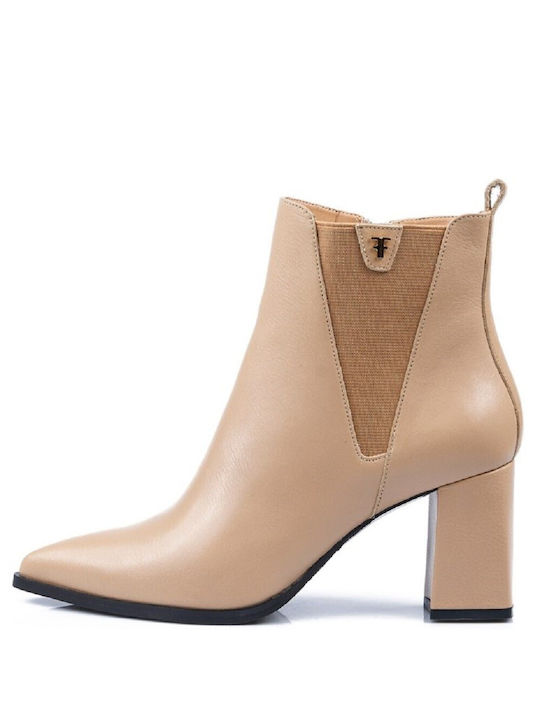 FM Leder Damen Knöchelstiefel Beige