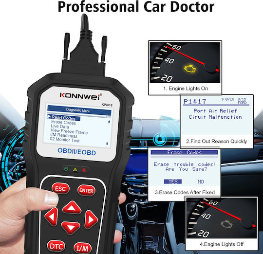 Konnwei Car Diagnostics Digital Bluetooth Tool OBD 2