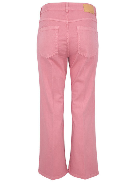 IBlues High Waist Women's Jean Trousers Flared in Loose Fit Pink