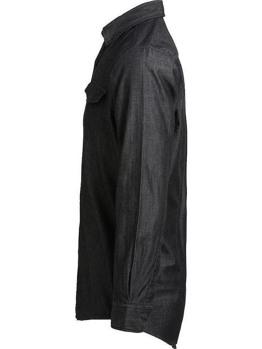 Long-sleeved Denim Shirt Black