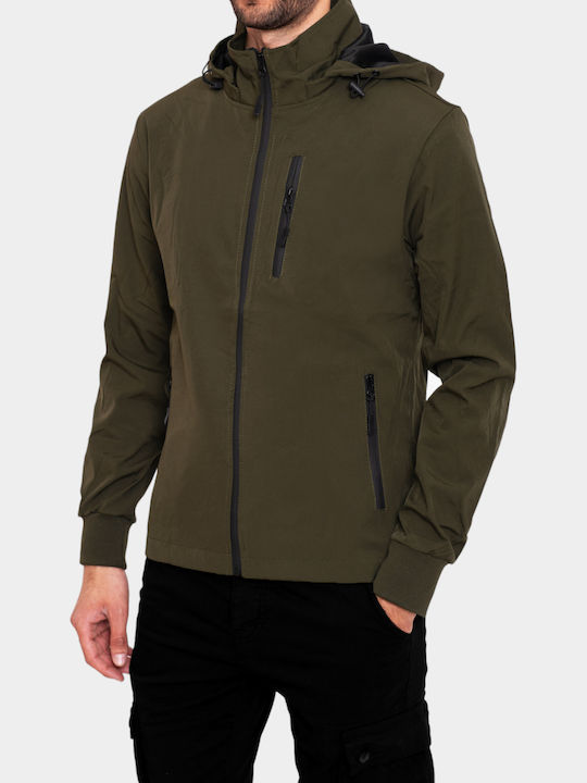 3Guys Herren Winter Jacke Lässig Khaki