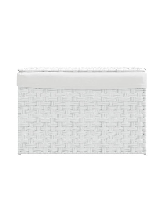 vidaXL Καλάθι Απλύτων Πλαστικό με Καπάκι 55.5x35x34cm Λευκό