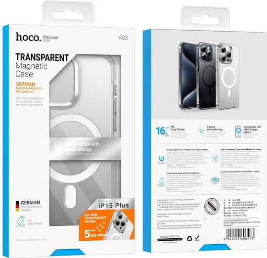 Hoco Handyhülle Silikon 2mm Magnetischer Transparent Umschlag Rückseite für iPhone 15 Plus