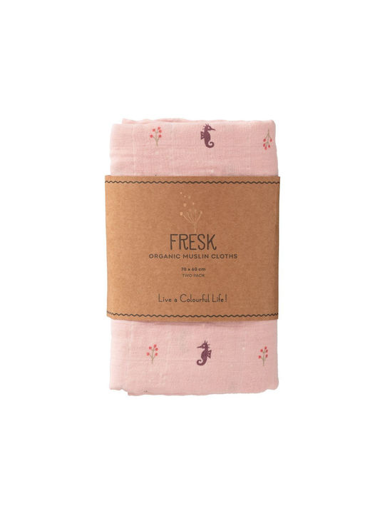 Fresk Muslin Swaddle Wraps Pink 70x60cm. 2pcs