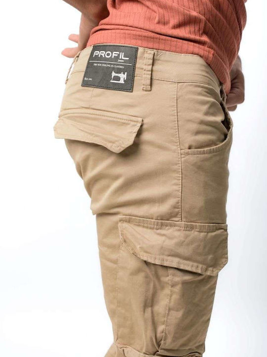 Pantaloni Elastic cu Croială Slim Beige