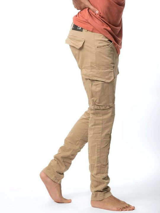 Pantaloni Elastic cu Croială Slim Beige