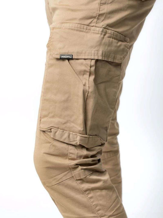 Pantaloni Elastic cu Croială Slim Beige