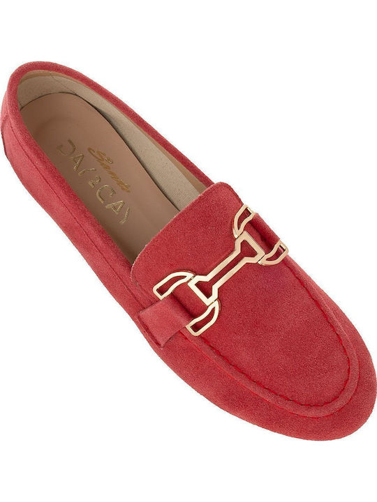 Leather Women's Moccasins in Gold Color