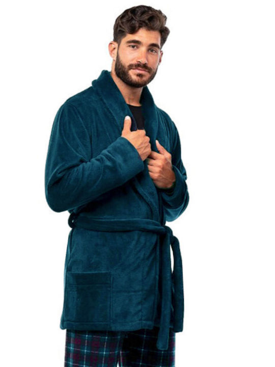 Secret Point Men's Winter Fleece Pajama Robe Petrol