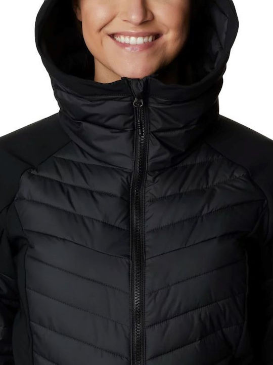 Columbia Hybrid Powder Lite Women's Short Lifestyle Jacket Waterproof for Winter with Hood Black