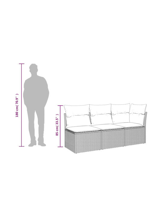 Three-Seater Outdoor Rattan Sofa with Chest and 55x55cm Cushions