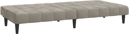 Doppelsitzer Sofa Bett Samt Hell Grau 200x84.5x69cm