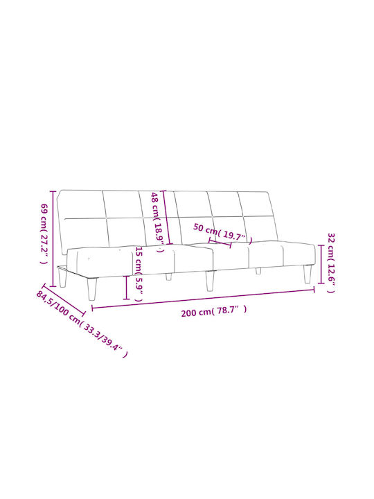Canapea Cu Două Locuri Pat Multicolor 200x84.5x69cm
