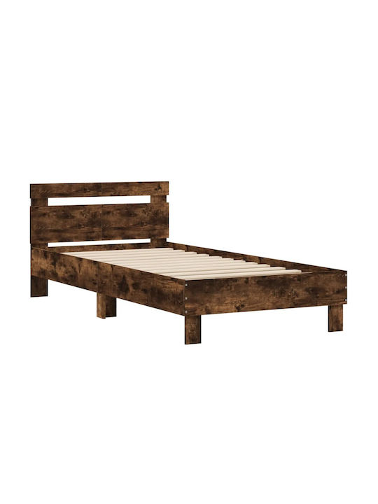 Wooden Single Bed Gray with Slats for Mattress 100x200cm
