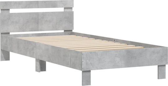 Einzelbett aus Holz in Betongrau mit Lattenrost für Matratze 100x200 cm