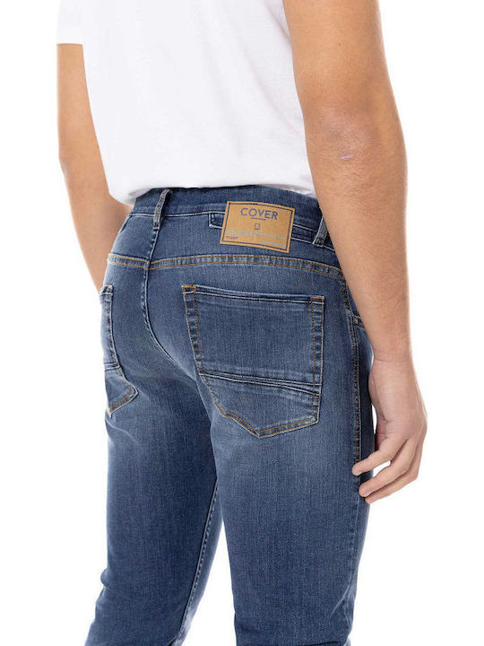 Herren Jeanshose Elastischer Regulär Passform Marineblau