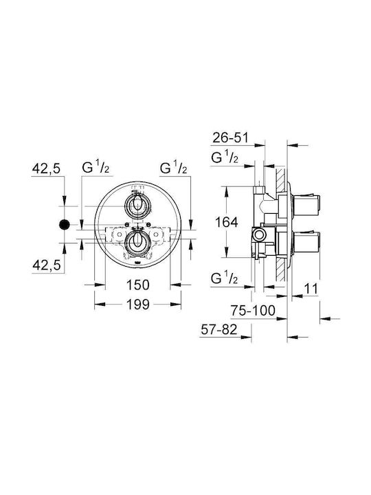 Grohe Grohtherm 1000 за душ кабина Сребрист