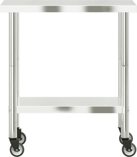 vidaXL Banc De Lucru Din Oțel Inoxidabil Cu Roți L82,5xA55xÎ85cm