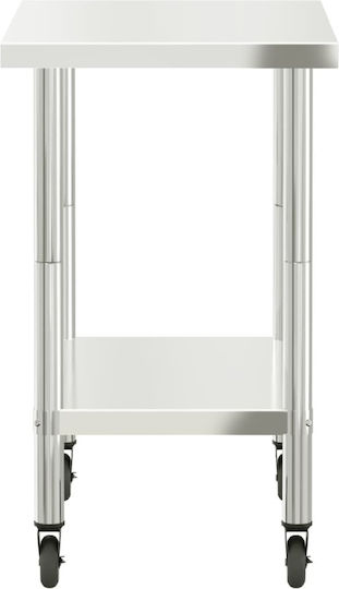 vidaXL Banc De Lucru Din Oțel Inoxidabil Cu Roți L82,5xA55xÎ85cm