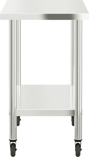 vidaXL Ανοξείδωτο Τραπέζι Μ110xΒ55xΥ85cm