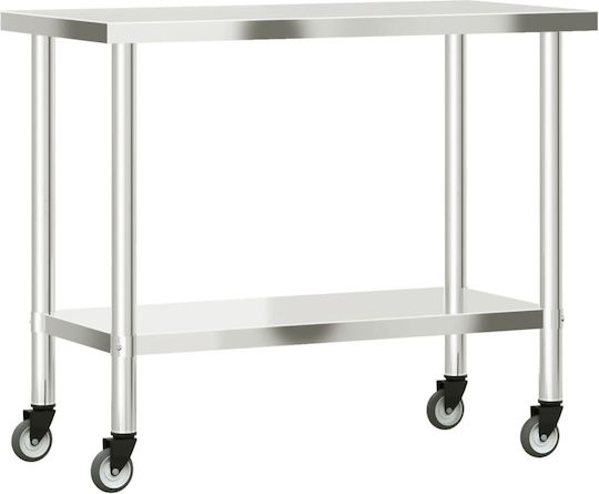 vidaXL Ανοξείδωτο Τραπέζι Μ110xΒ55xΥ85cm