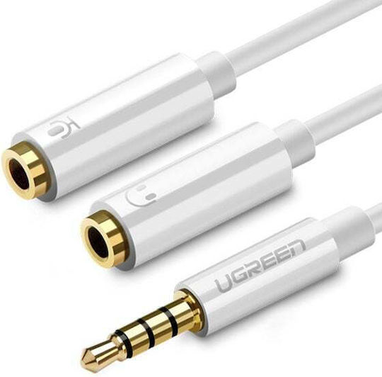 Ugreen Audio Cable TRRS 3.5mm Male - 2x 3.5mm Female White 0.2m 10739