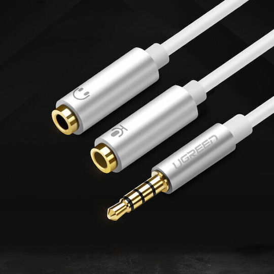 Ugreen Audio Cable TRRS 3.5mm Male - 2x 3.5mm Female White 0.2m 10739
