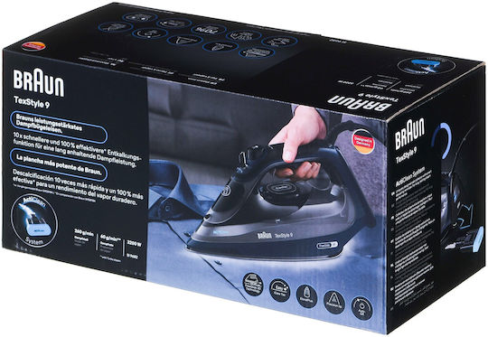 Braun TexStyle 9 Steam Iron 3200W With Non-Stick Plate and Continuous Steam Supply 60gr/min