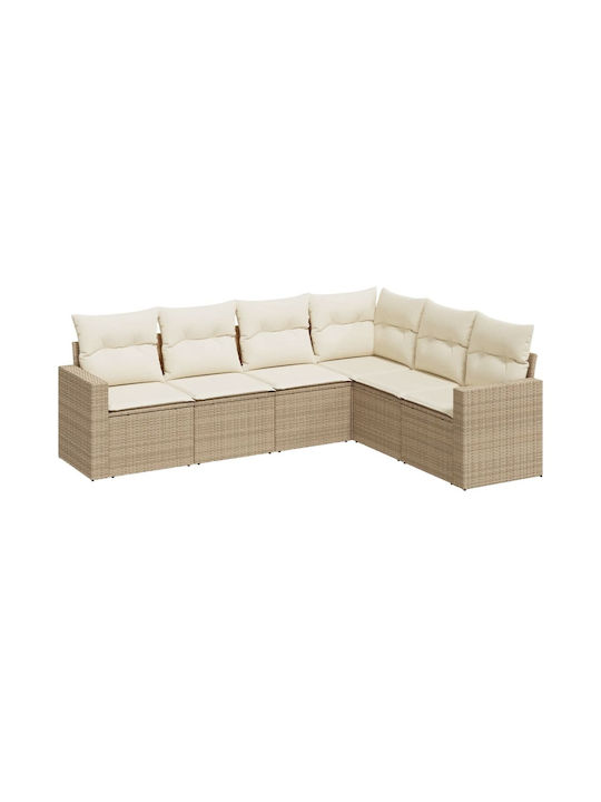 Corner Outdoor Sofa Rattan with Cushions 55x55x69cm