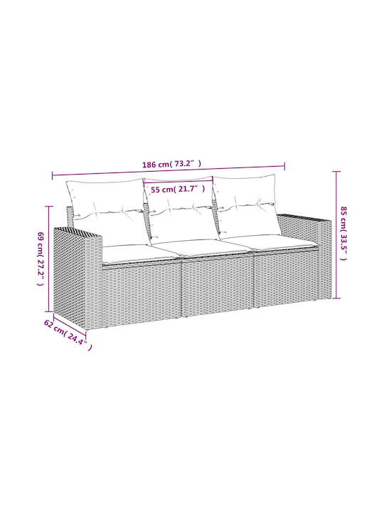 vidaXL Outdoor Sofa Rattan with Cushions 55x55x69cm
