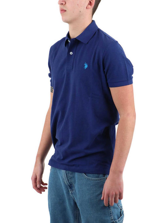 Polo Short Sleeve Blue Men'S Blouse