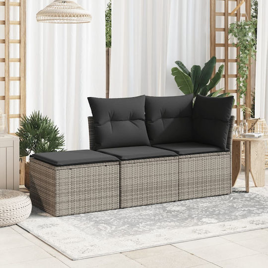 Outdoor Cube Garden Stool Rattan With Grey Cushion 55x55x37cm
