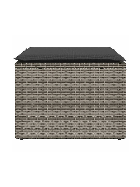 Outdoor Cube Garden Stool Rattan With Grey Cushion 55x55x37cm
