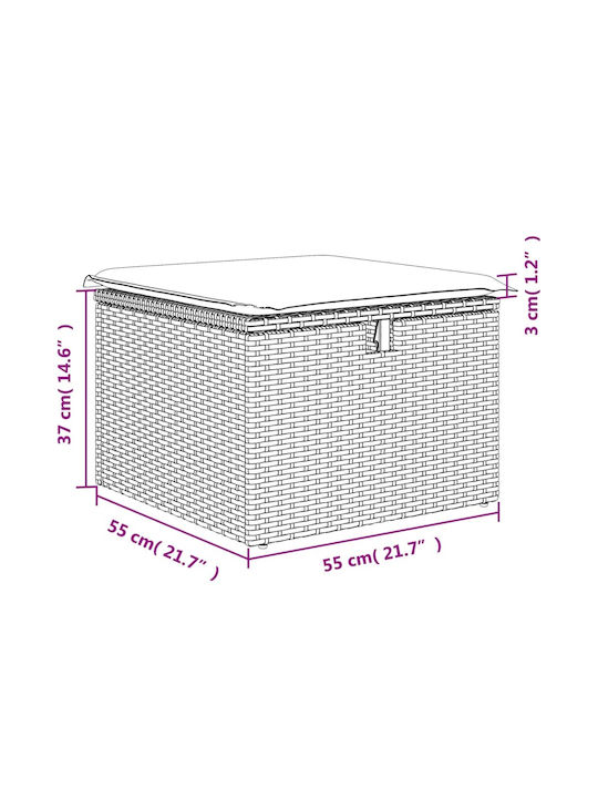 Scaun de Grădină Rattan cu pernă Gri 1buc 55x55x37cm